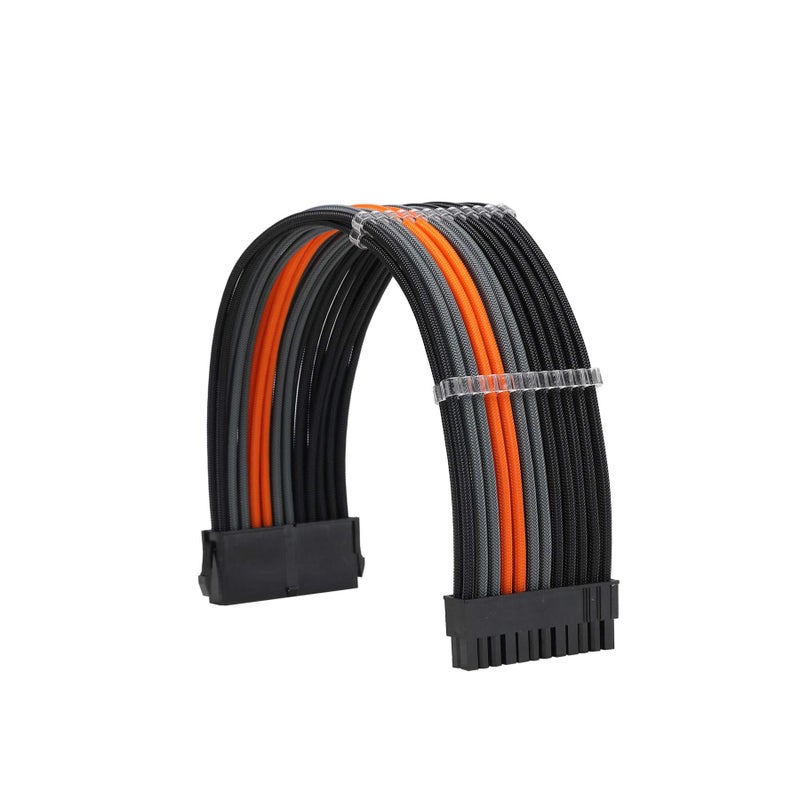 Formulamod Sleeve Extension Power Supply Cable Kit 18AWG ATX 24P+ EPS 8-P+PCI-E8-P with Combs for PSU to Motherboard/GPU Fm-NCK3 (Black Orange Grey) - Image 3